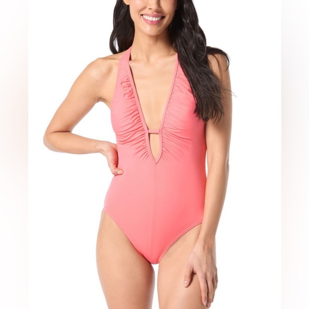 Vince Camuto One-Piece Swimsuit with Plunging Halter Neckline- Size 4- NWT